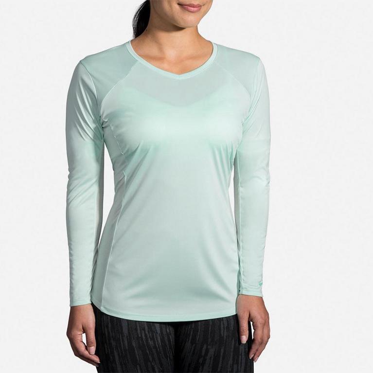 Brooks Women's Stealth Long Sleeve Running Shirt - Green (RIFQ38120)